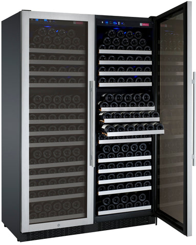 Tru-Vino 354 Bottle Dual Zone Stainless Steel Side-by-Side Wine Refrigerator 47" Wide FlexCount II