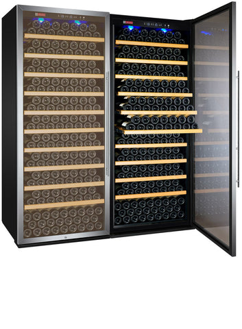 Tru-Vino 554 Bottle Dual Zone Stainless Steel Side-by-Side Wine Refrigerator 63" Wide Vite II