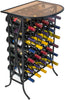 Image of Wine Rack Stand 30 Bottle Glass Table Top With Metal Display