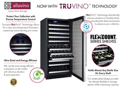 Tru-Vino 242 Bottle Four Zone Stainless Steel Side-by-Side Wine Refrigerator 47