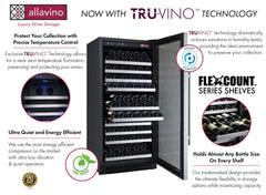 Tru-Vino 256 Bottle Dual Zone Stainless Steel Side-by-Side Wine Refrigerator 47