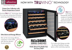 Tru-Vino 112 Bottle Dual Zone Black Side-by-Side Wine Refrigerator 47