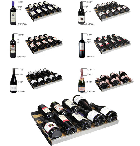 Tru-Vino 112 Bottle Dual Zone Black Side-by-Side Wine Refrigerator 47" Wide FlexCount II
